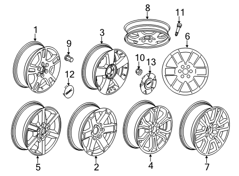 2016 GMC Acadia Wheels, Covers & Trim Wheel Rim Kit, Aluminum Diagram for 19152211