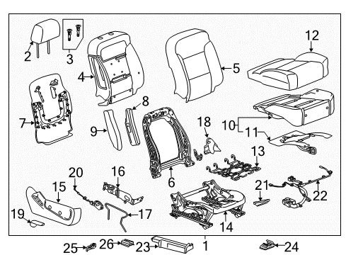 2018 GMC Sierra 1500 Passenger Seat Components Outer Finish Panel Diagram for 84233173