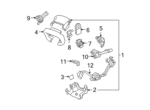 2006 Buick Lucerne Shroud, Switches & Levers Cover Asm, Steering Column Housing Trim Extension Diagram for 15814338