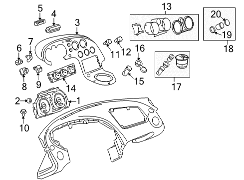 2008 Pontiac Solstice Cluster & Switches Smoker's Package Diagram for 19214042