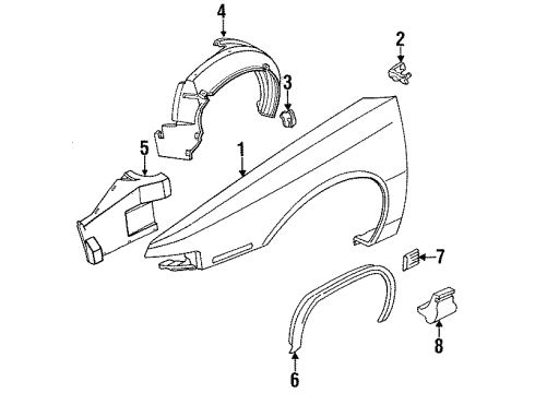 1991 Chevrolet Lumina Fender & Components, Exterior Trim Shield Asm-Fuse Block Diagram for 10136719