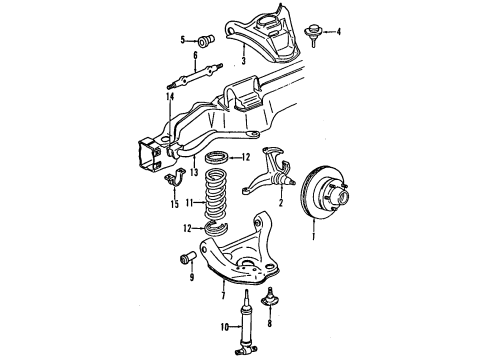 1999 GMC Jimmy Front Suspension Components, Lower Control Arm, Upper Control Arm, Stabilizer Bar, Torsion Bar Shock Absorber Diagram for 12474687
