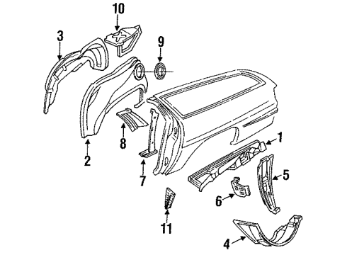 1994 Buick Commercial Chassis Inner Structure - Quarter Panel Panel-Rear Wheelhouse Panel Front Extension Diagram for 10221708