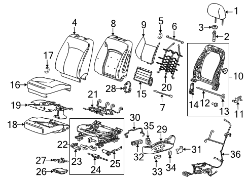 2011 Buick Regal Lumbar Control Seats Cushion Frame Diagram for 13506154
