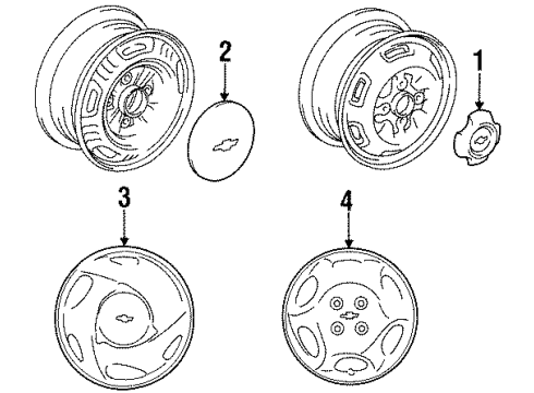 1999 Chevrolet Prizm Wheel Covers & Trim Wheel Trim CAP Diagram for 94859100