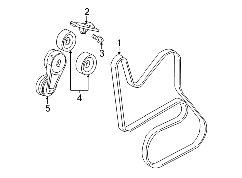 2004 Buick Rendezvous Belts & Pulleys Belt-Water Pump & A/C Compressor & Generator & P/S Pump Diagram for 12578003