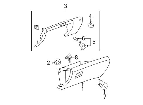 2013 Buick Enclave Glove Box Glove Box Assembly Diagram for 22832083