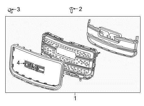 2013 GMC Acadia Grille & Components Grille Assembly Diagram for 84055811