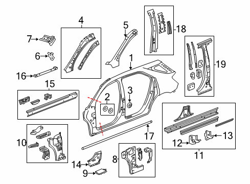 2010 Chevrolet Equinox Center Pillar, Hinge Pillar, Rocker, Uniside Inner Hinge Pillar Insulator Diagram for 20850458