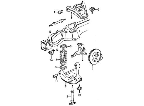 2004 GMC Envoy XUV Front Suspension Components, Lower Control Arm, Upper Control Arm, Stabilizer Bar Bushings Diagram for 15128365