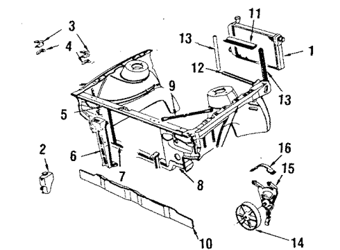 1985 Buick Skylark Radiator & Components, Cooling Fan Fan Motor Diagram for 22074969