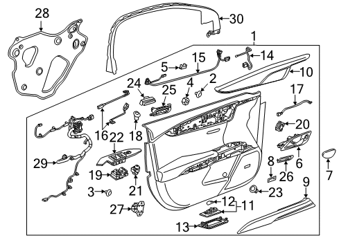 2014 Cadillac XTS Interior Trim - Front Door Module Diagram for 20861365