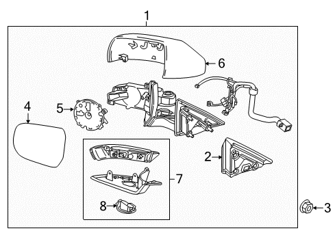 2014 Cadillac ATS Outside Mirrors Mirror Assembly Diagram for 23194162