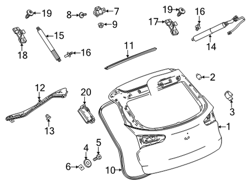 2020 Buick Encore GX Lift Gate Lift Cylinder Stud Diagram for 11547669