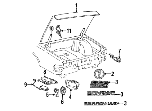 1991 Pontiac Bonneville Trunk Lid Switch Asm-Luggage Compensator Lid Lock Release Diagram for 1620478