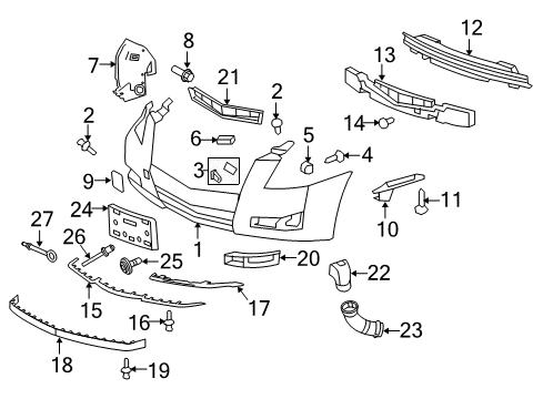 2011 Cadillac CTS Front Bumper Tow Bracket Cover Diagram for 25793665