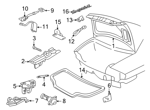 2000 Chevrolet Impala Trunk Cylinder Kit-Rear Compartment Lid Lock (Uncoded) Diagram for 15822404