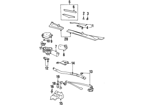 1995 Chevrolet Lumina Wiper & Washer Components Arm Asm-Windshield Wiper Diagram for 10424405