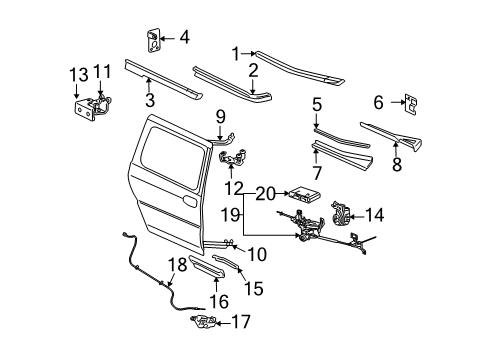 2008 Chevrolet Uplander Tracks & Components Motor Asm-Rear Side Door Actuator Diagram for 15839054