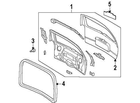 1997 Oldsmobile Silhouette Gate & Hardware Weatherstrip On Body Diagram for 15294464