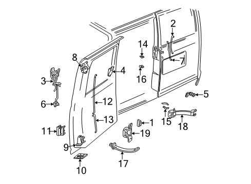 1996 GMC Safari Rear Door Rear Door Latch Assembly Diagram for 15021922