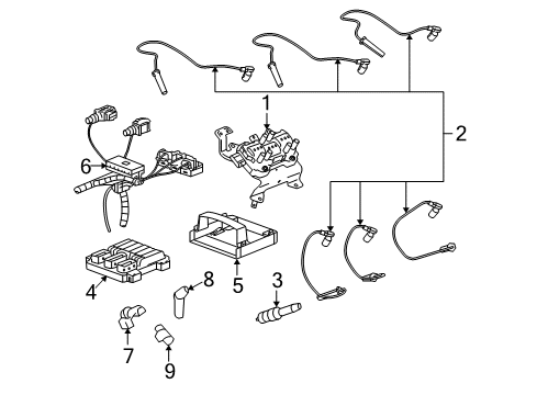 2009 Pontiac Torrent Ignition System Cable Set Diagram for 19351579