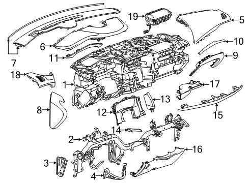 2017 Cadillac Escalade Instrument Panel Applique Diagram for 23218122