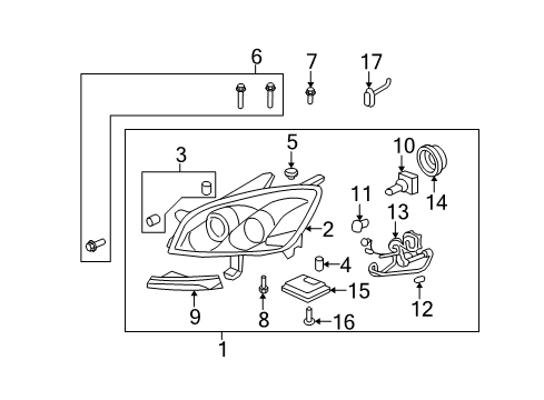 2010 Saturn Outlook Headlamps Composite Assembly Diagram for 20840332