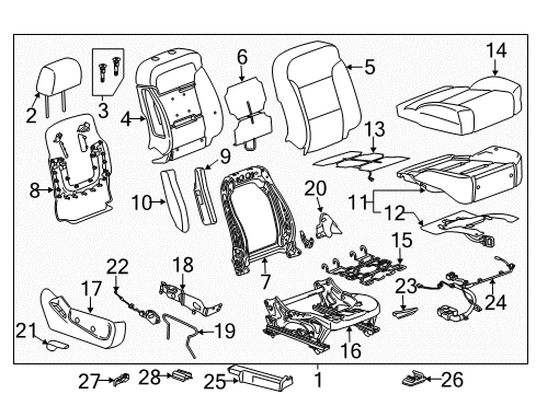 2016 Chevrolet Silverado 2500 HD Passenger Seat Components Outer Finish Panel Bracket Diagram for 13588495