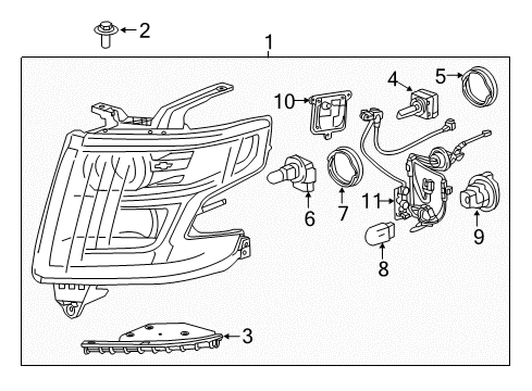 2015 Chevrolet Suburban Headlamps Composite Assembly Diagram for 23420784