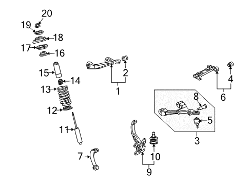 2006 Saab 9-7x Front Suspension Components, Lower Control Arm, Upper Control Arm, Stabilizer Bar Front Shock Absorber Assembly Diagram for 15125521