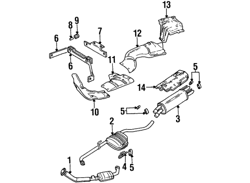 1998 Cadillac Catera Exhaust Components Converter & Pipe Diagram for 9128775