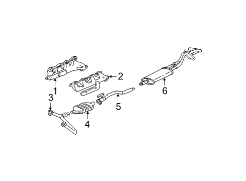 1999 GMC C2500 Exhaust Components, Exhaust Manifold Catalytic Converter Assembly (W/ Exhaust Manifold Pipe T Diagram for 15733230