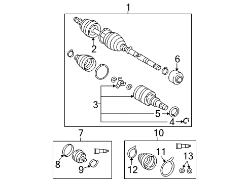 2008 Pontiac Vibe Drive Axles - Front Joint Kit, Front Wheel Drive Shaft Cv Diagram for 88972713