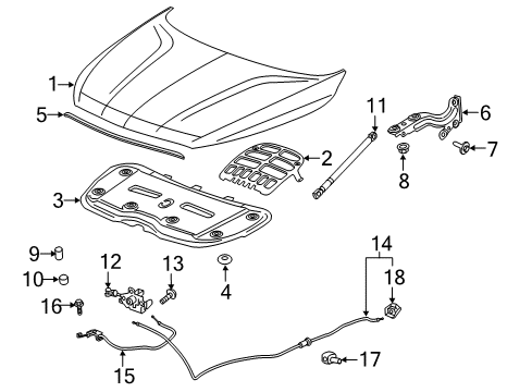 2019 Buick Enclave Hood & Components Latch Diagram for 84160735