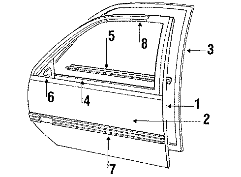 1993 Chevrolet Beretta Door & Components Door Kit, Front Side-LH Diagram for 12360787