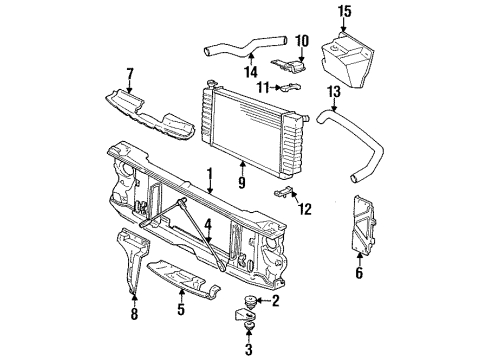 1993 Chevrolet Blazer Radiator & Components, Radiator Support Support, Hood Primary Latch Diagram for 15030678