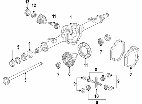 2019 GMC Savana 3500 Rear Axle, Differential, Propeller Shaft Housing Cover Diagram for 22891940
