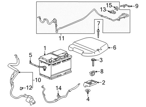 2009 Saturn Outlook Battery Cover, Battery Positive Cable Terminal Diagram for 19116717