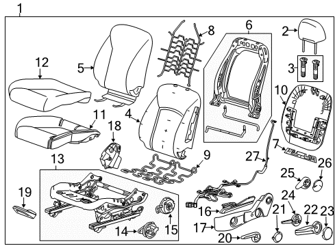 2015 Buick Verano Driver Seat Components Adjuster Diagram for 13583156