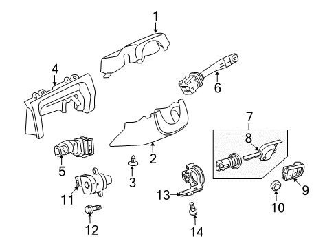 2009 Pontiac G8 Switches Lower Column Cover Diagram for 92219694
