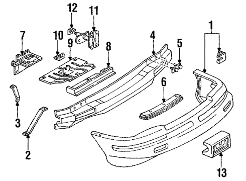 1996 Oldsmobile Silhouette Front Bumper Retainer-Rear Bumper Fascia Upper Diagram for 10140480