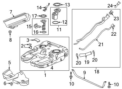 2019 Chevrolet Traverse Fuel System Components Module Retainer Diagram for 10325852