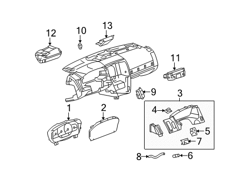 2005 Cadillac STS Cluster & Switches Module Diagram for 10379086