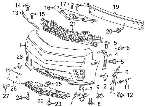 2015 Chevrolet Camaro Front Bumper Filler Molding Diagram for 92238867