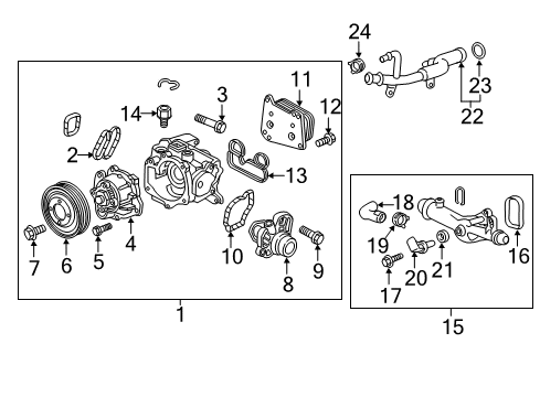 2016 Chevrolet Malibu Cooling System, Radiator, Water Pump, Cooling Fan Fitting Diagram for 55590841