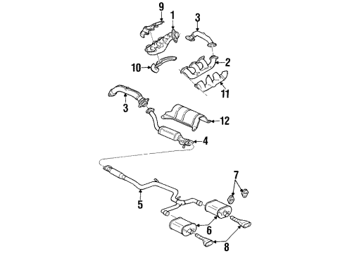 1997 Pontiac Grand Prix Exhaust Components 3Way Catalytic Convertor Assembly (W/ Exhaust Manifold P Diagram for 24507885