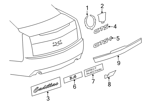 2009 Cadillac CTS Exterior Trim - Trunk Lid Molding Asm-Rear Compartment Lid Lower Diagram for 20855428