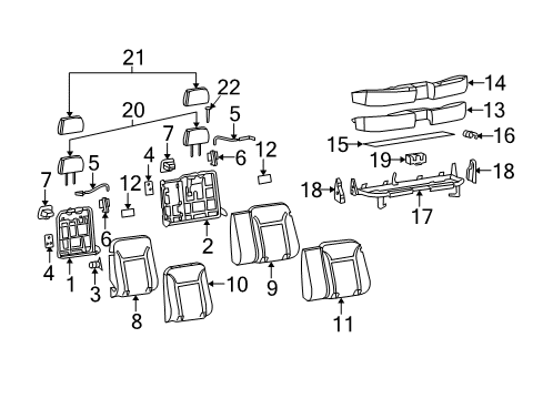 2007 GMC Canyon Rear Seat Components Release Cable Diagram for 89039578