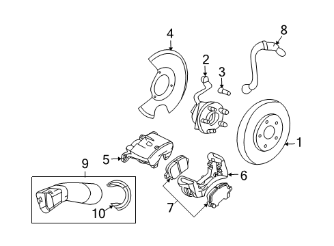 2007 Saturn Sky Front Brakes Rotor Diagram for 19303827